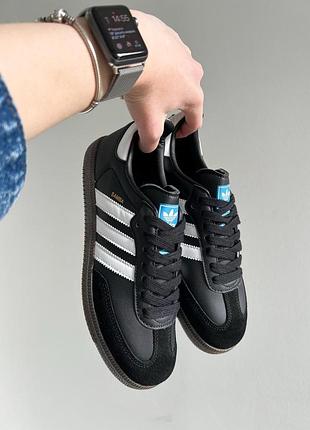 Кроссовки adidas samba og черные с белым для повседневной носки удобные кеды адидас самба