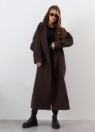 Пальто issa plus 15328 l темно-коричневый