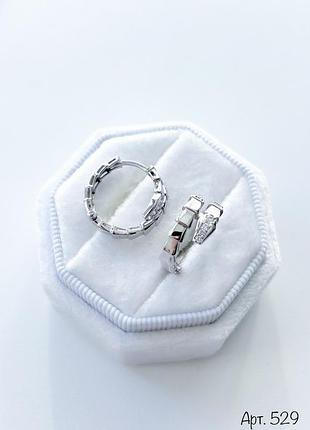 Серебряные серьги змея