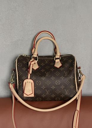 Сумка louis vuitton speedy 25 коричневий + світлий беж є