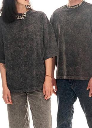 Подростковая, мужская или женская футболка оверсайз washed 165-190 см