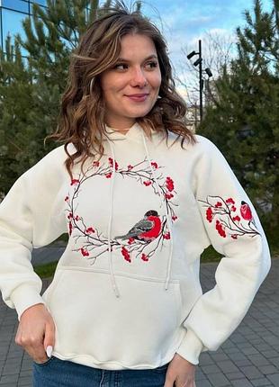 Женские белое худи с вышивкой в размере m, l, xl (наличие уточняйте)