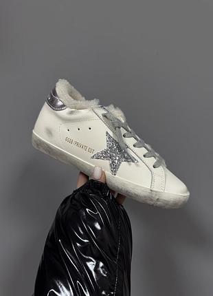 Golden goose | superstar white / silver star fur premium