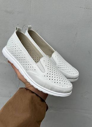 Женские лоферы кожаные летние белые emirro190 (39)