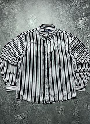 90x vintage винтажная рубашка polo ralph lauren поло ральф лаурен big pony striped в полоску old money олд мани size xl размер хл