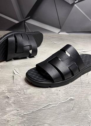 Шлепанцы мужские кожаные чёрные top black! шльопанці шкіряні чоловічі натуральна шкіра! шлепки кожаные! натуральная кожа! размеры 40-45!