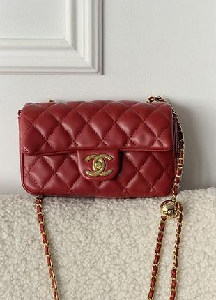 Сумка chanel classic flap mini bag червоний
