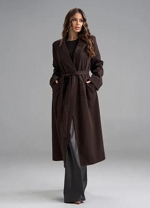 Пальто issa plus 15494 l темно-коричневый