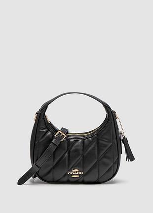 Сумка coach carmen mini crossbody bag with quilting black/gold