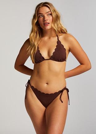 Шоколадний купальник жіночий роздільний на завʼязках hunkemoller