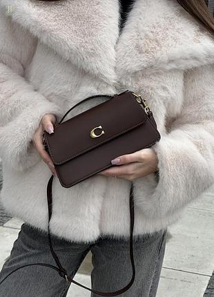 Сумка coach juno crossbody leather maple brown