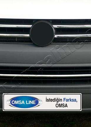 Накладка хромированная на передний бампер volkswagen t5 2010-, omsaline, 7530083