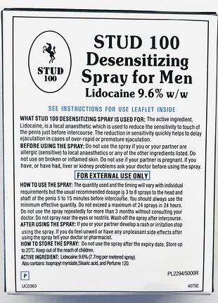 Спрей пролонгатор stud 100 для продолжения акта ству 100 desensitizing spray for men 5