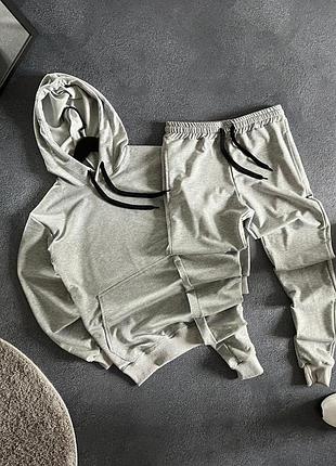 Спортивный костюм мужской серый всесезонные худи и джоггеры xs-xxl украинского производства бренда kuznecoff l