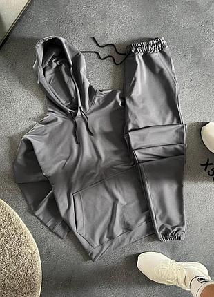 Спортивный костюм мужской серый всесезонные худи и джоггеры xs-xxl украинского производства бренда kuznecoff m