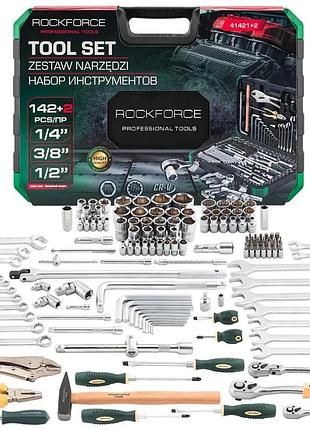 Набор инструментов 142+2 предмета 1/2", 3/8", 1/4" (6гр, 12гр) rockforce rf-41421+2