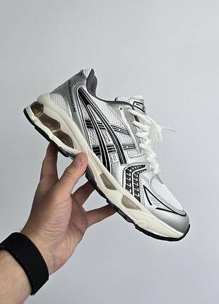 Мужские белые кроссовки asics gel kayano 14 white silver black х асикс 43