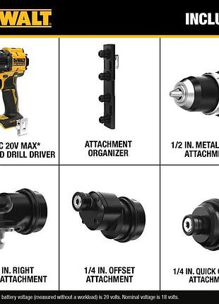 Мультишуруповерт dewalt dcd803b atomic 20v max со сменными насадками (оригинал usa) 6