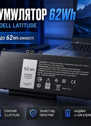 Аккумуляторная батарея k kyuer 6mt4t для dell latitude e5470 e5570 e5270 precision 3510 7.6v 62wh литий-ионная черная