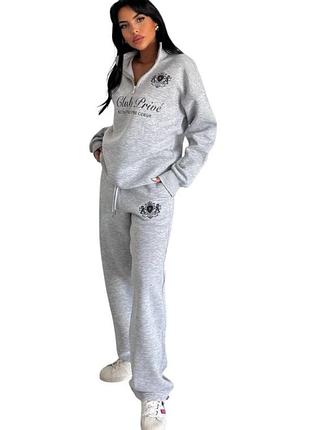 Женский спортивный костюм oversize, светло-серый меланж. oversize m