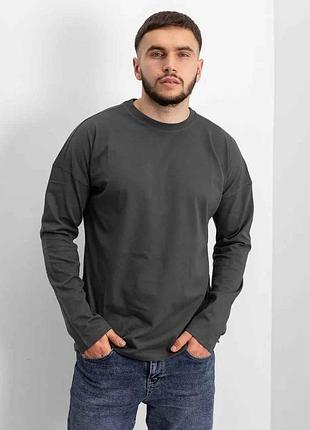 Лонгслив мужской oversize футболка с длинным рукавом hector однотонная темный хаки