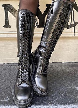 Высокие ботинки сапоги на шнурках zara