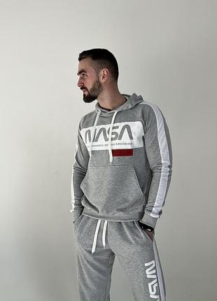 Спортивний костюм сірий з лампасами nasa