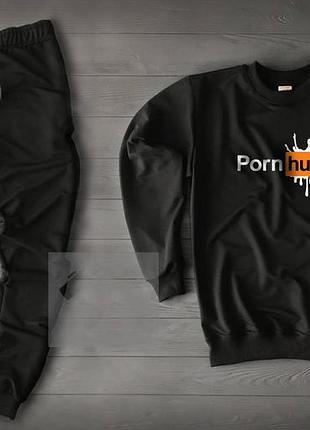 Спортивный костюм porn hub черного цвета (приталенный спортивный костюм демисезонный) m