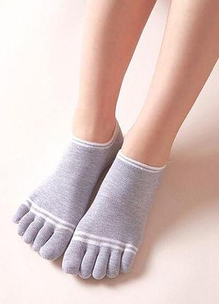 Женские короткие носки с пальцами (35-38) серые