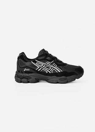 Черные кроссовки унисекс asics gel nyc black grey termo winter х ассикс 43