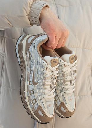 Женские кроссовки nike p-6000 white beige 38-39-41