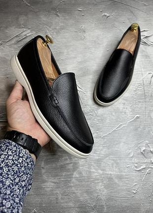 Чоловічі туфлі лофери black beige 40-41-42-43-44-45
