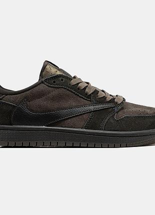 Женские кроссовки nike air jordan 1 low x travis scott brown 36-37-38-39-40-41
