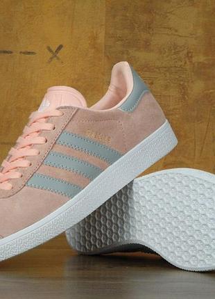 Женские кроссовки adidas gazelle pink grey 36-37-38-39-40