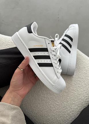 Женские кроссовки adidas superstar white black 41