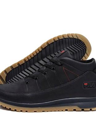 Мужские зимние кроссовки fila black classic, мужские кожаные кроссовки зима, мужские высокие зимние кроссовки 43, 28.5