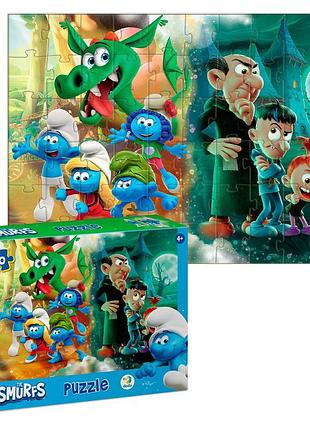 Пазли зі смурфами та дракончиком 200664 "dodo", 60 елементів, розмір зібраного пазла: 32х23 см,в коробці