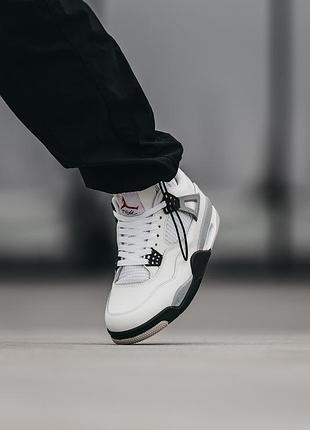 Мужские кроссовки nike air jordan 4 white black grey 41