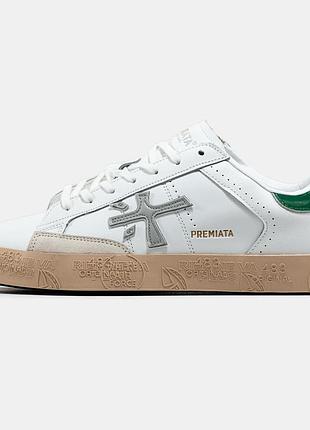 Мужские кроссовки premiata steven white beige green 42-44