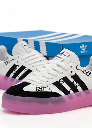 Женские кроссовки adidas samba white black pink 36-39-40