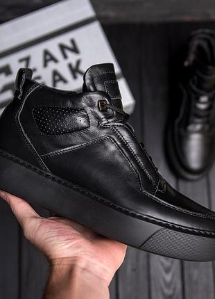 Мужские модные зимние ботинки zg black exclusive, мужские кожаные ботинки на меху, теплые мужские ботинки 43, 28.5