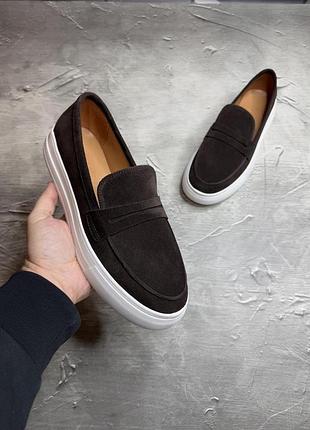 Чоловічі туфлі лофери brown white 40-41-42-43-44-45
