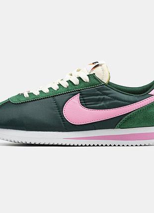 Женские кроссовки nike cortez green pink white 39
