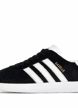 Кеди adidas gazelle black white газелі адідас чорно-білі жіночі чоловічі