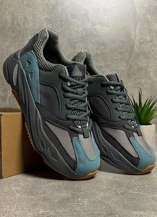Чоловічі повсякденні кросівки yeezy boost 700, стильні чоловічі замшеві кросівки сірого кольору