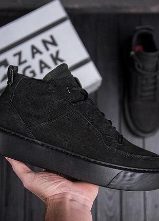 Молодежные мужские зимние ботинки zg black exclusive, мужские кожаные ботинки, мужские ботинки на молнии 44, 26