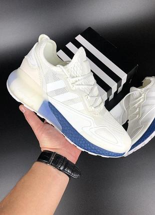 Мужские белые кроссовки adidas zx 2k boost, мужские демисезонные кроссовки, мужские массивные кроссовки 45