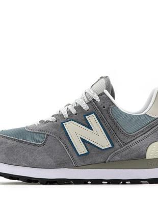 New balance 574 grey white кросівки нью баланс 574 сірий нб чоловічі замшеві 43