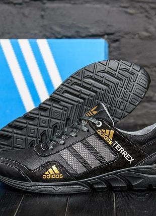 Мужские черные кроссовки adidas, мужские кожаные кроссовки, мужские кроссовки для активного отдыха 43