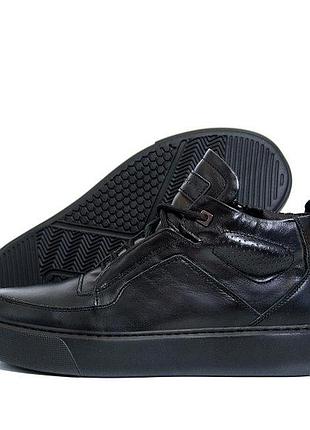 Мужские кожаные зимние кроссовки zg black exclusive, мужские черные кроссовки, зимние кроссовки для мужчин 43, 28.5